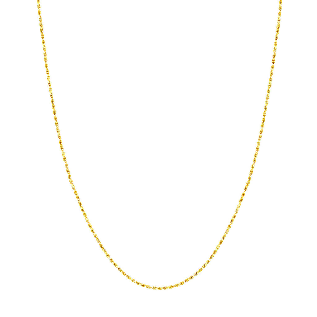 Diamond-cut 10K yellow gold rope chain.