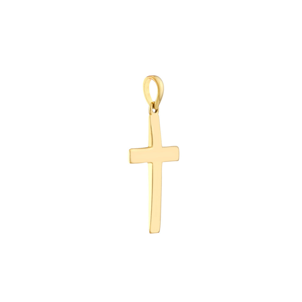 Minimalist 14K yellow gold cross pendant.