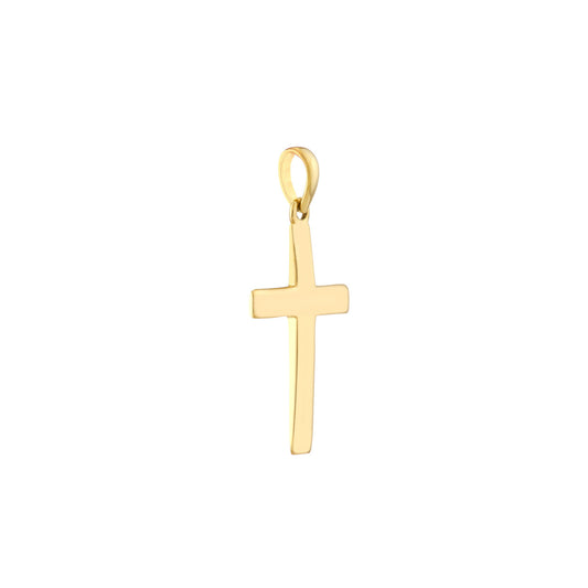Minimalist 14K yellow gold cross pendant.