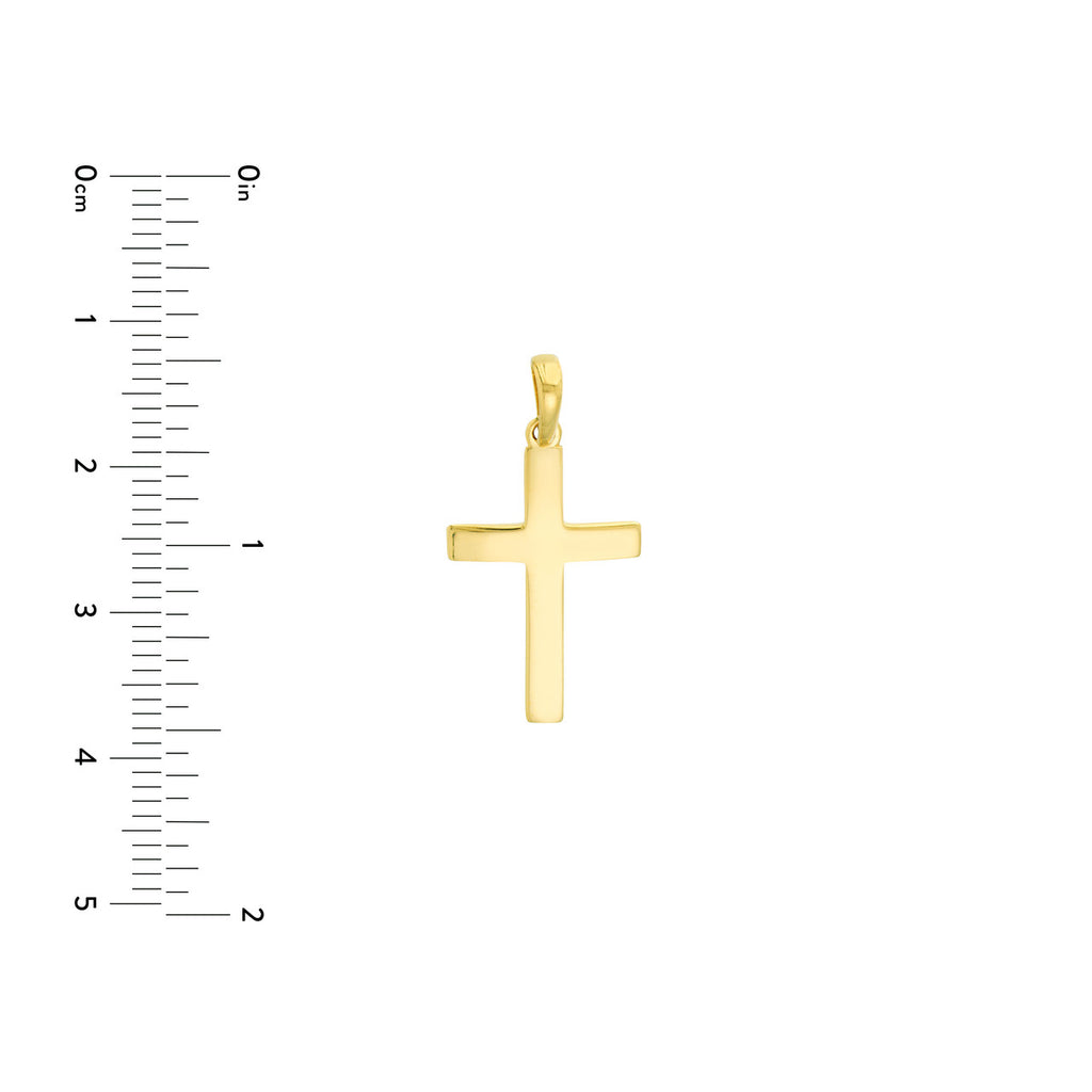 14K yellow gold minimalist cross pendant.