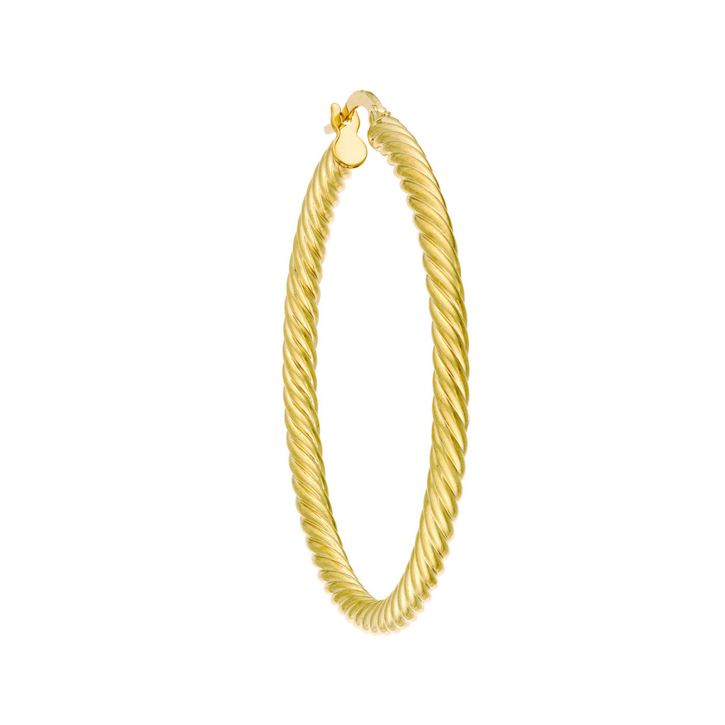 Twisted 14K yellow gold hoop earring.