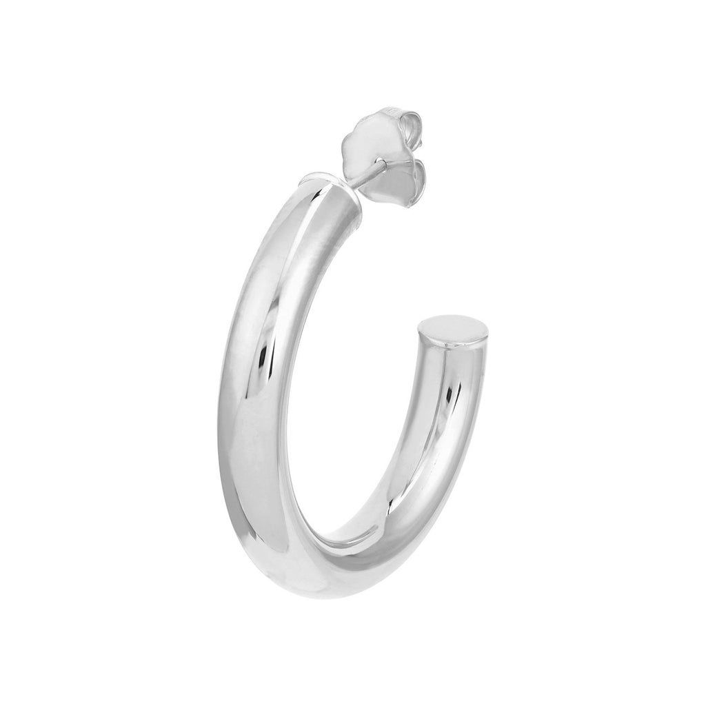 14K White Gold Medium Hoop Earring