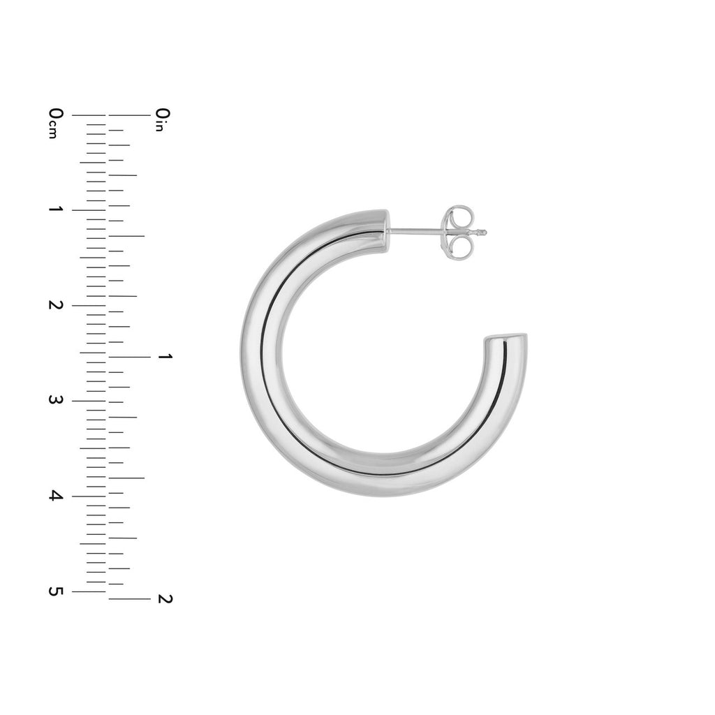 14K white gold medium hoop earring.