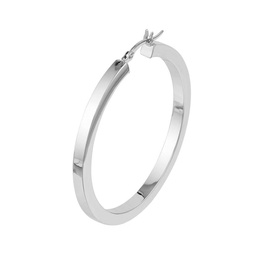 14K white gold large hoop earring.