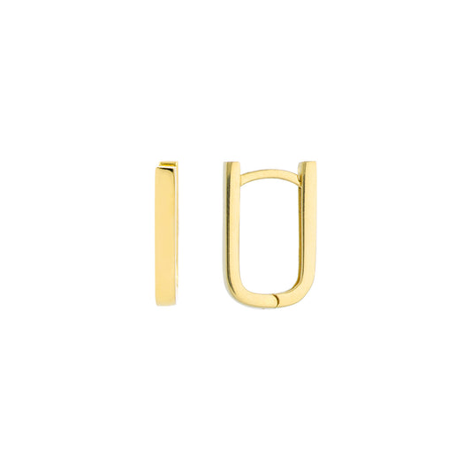 14K Yellow Gold Huggie Earrings, Polished Finish