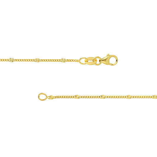 14K yellow gold station necklace, lobster clasp.