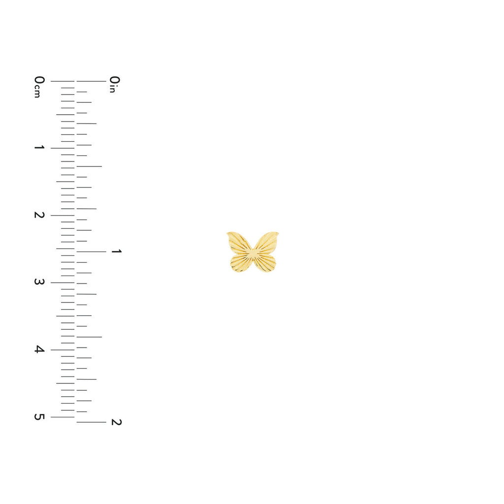 14K yellow gold butterfly stud earring.