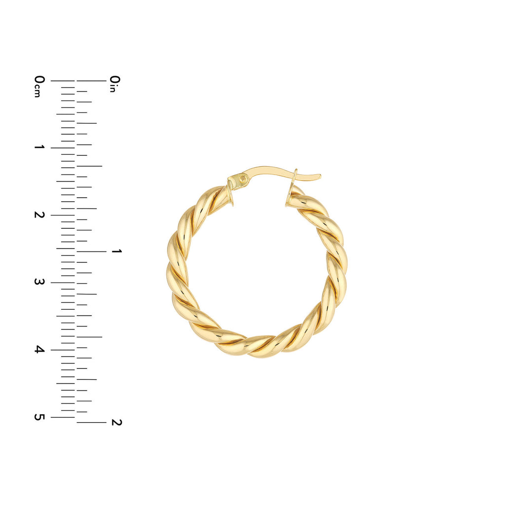 Twisted 14K yellow gold hoop earring.