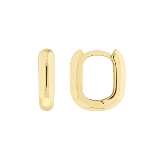 14K Yellow Gold Huggie Earrings, Polished Finish