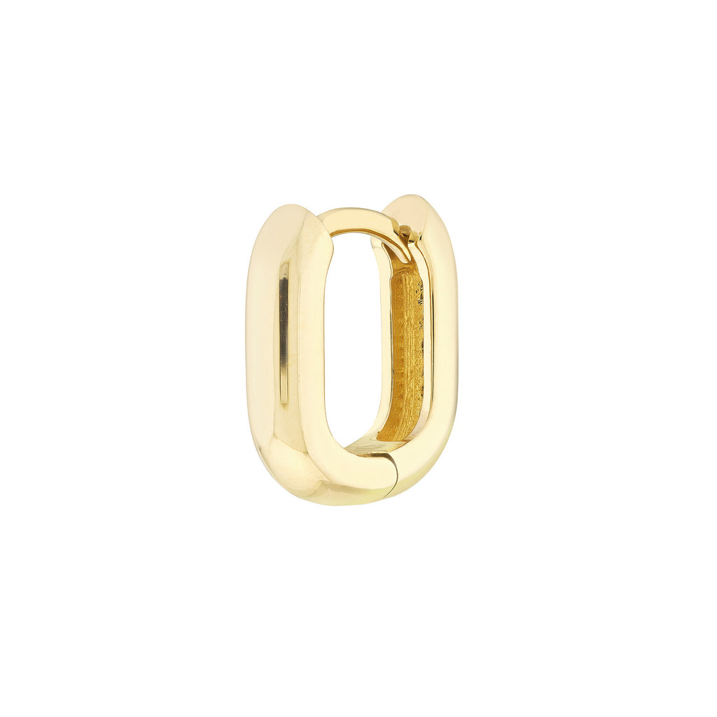 14K yellow gold huggie earring, polished finish.
