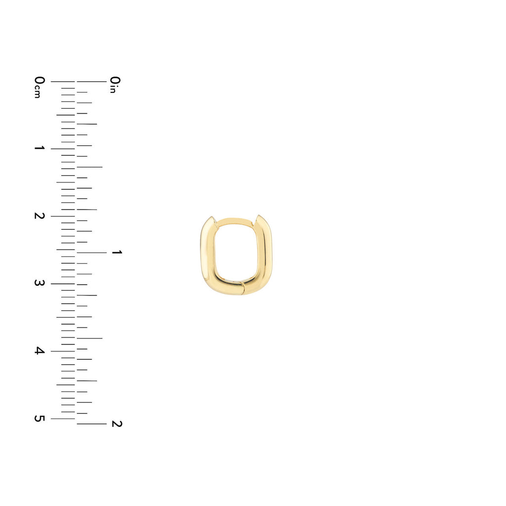 14K yellow gold huggie earring, polished finish.