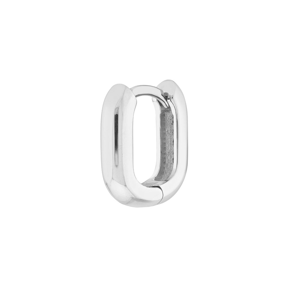 14K White Gold Polished Huggie Earring