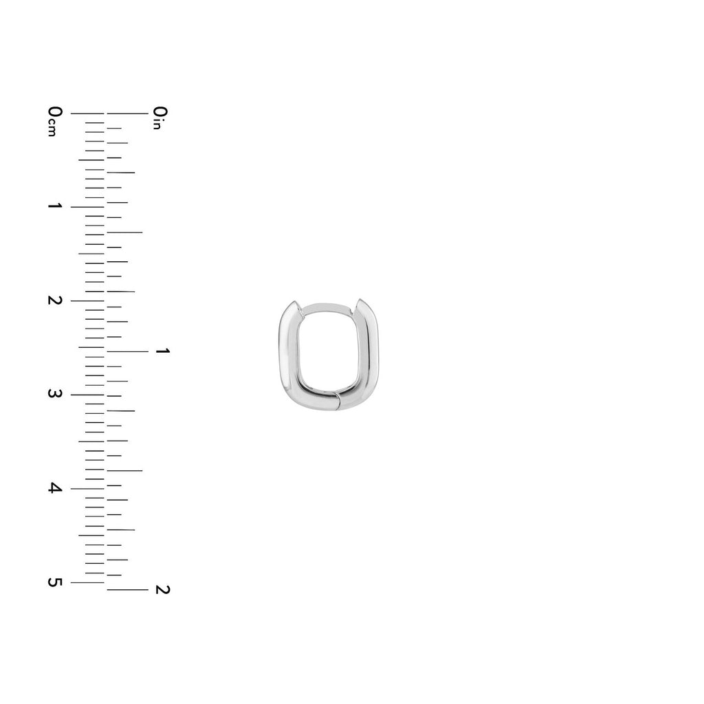 14K White Gold Huggie Earring, No Stones