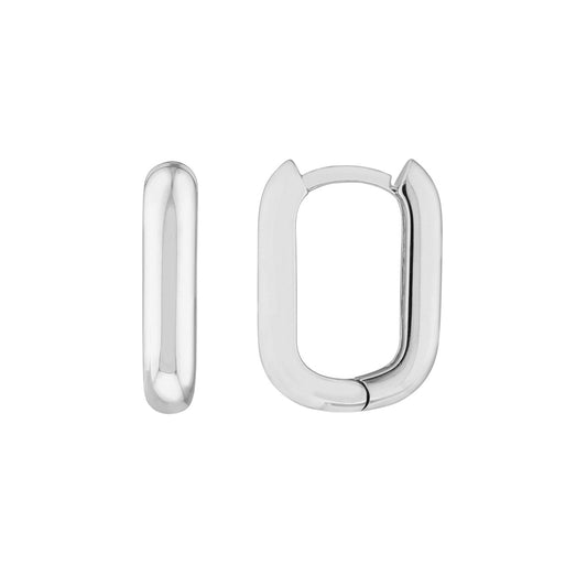 14K white gold small hoop earrings.