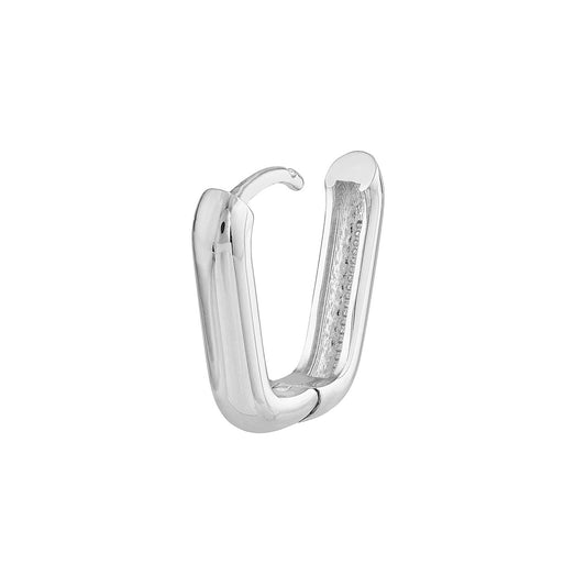 14K white gold small hoop earring.