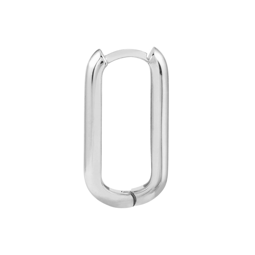 14K white gold small hoop earring.