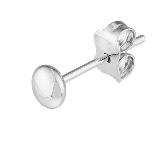 14K white gold stud earrings, polished finish.