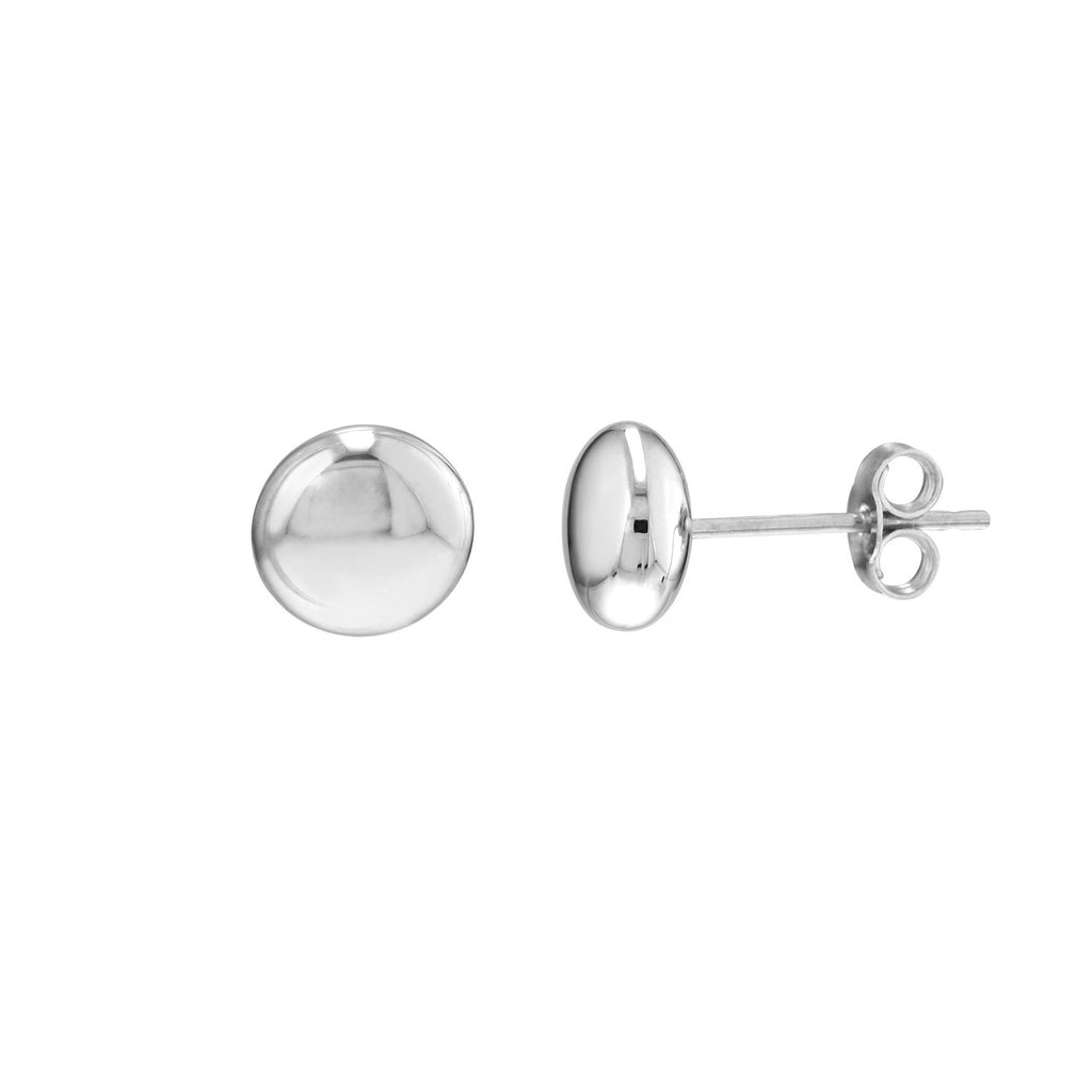 14K white gold polished stud earrings.