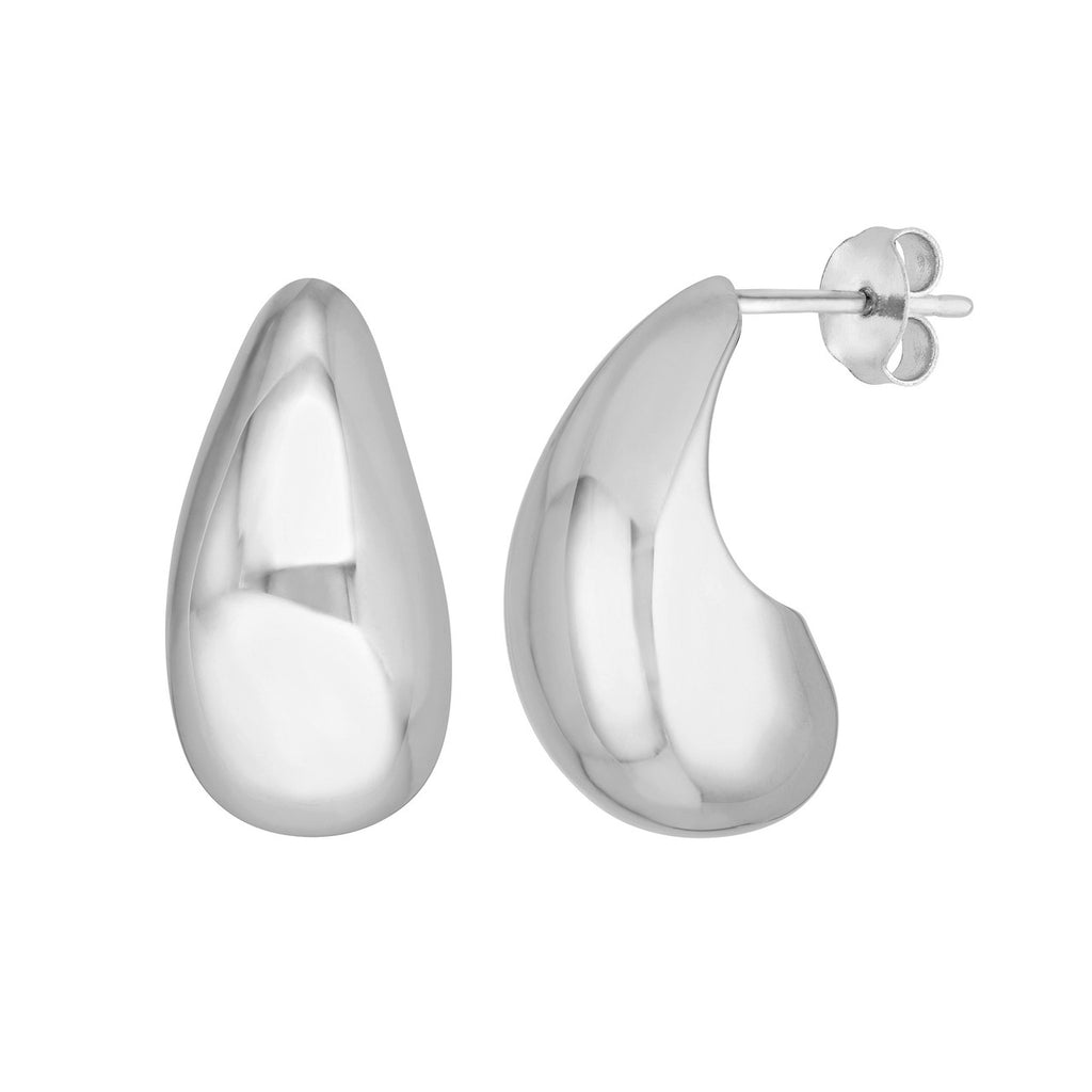 Polished 14K white gold teardrop earrings.