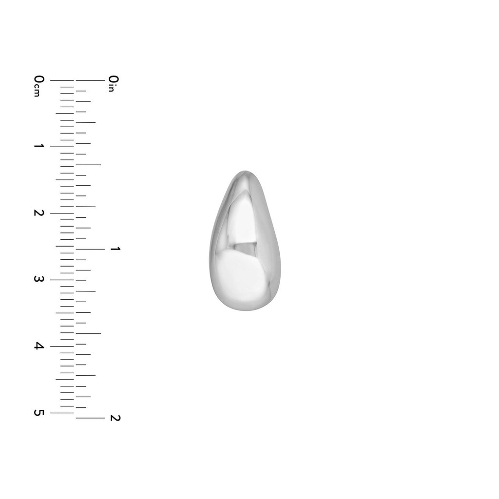 Teardrop 14K white gold earring, polished finish.