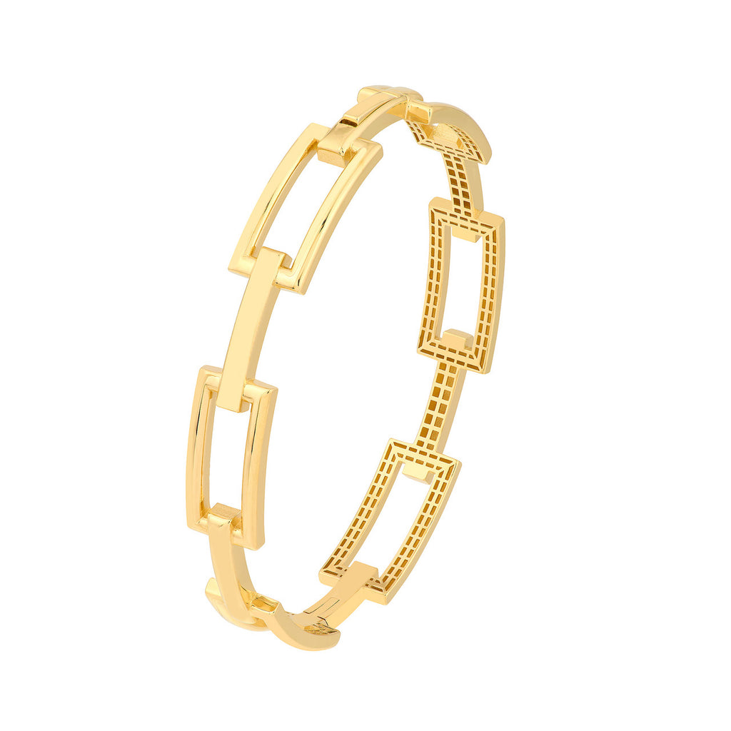 Geometric 14K yellow gold bangle bracelet.