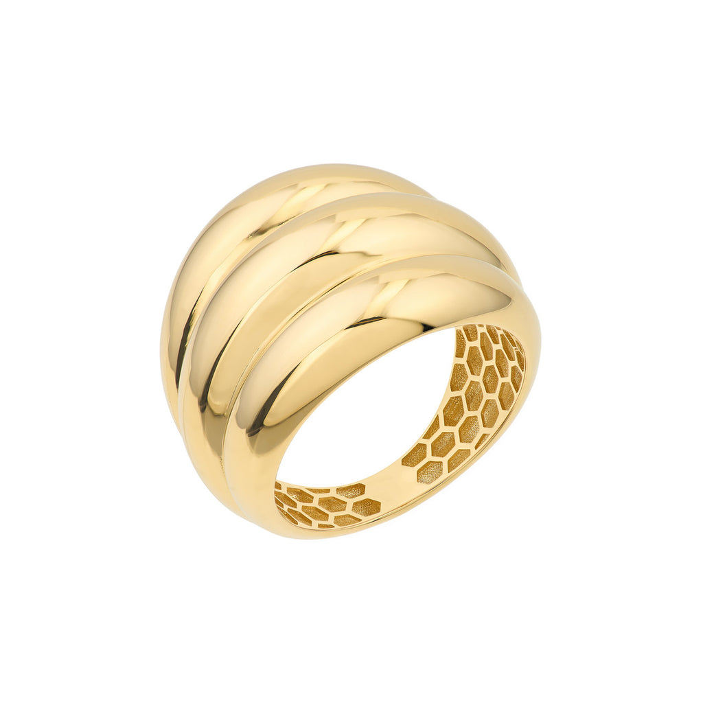 14K yellow gold ring, polished, no stones.