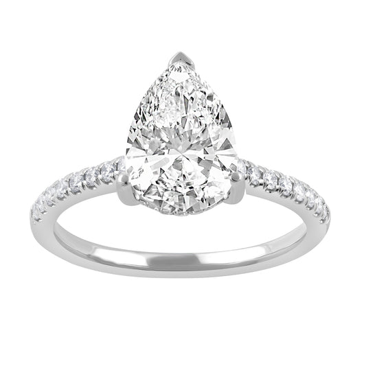 ReMARKable Designs Hidden Accent Side Stone Complete Engagement Ring in 14 Karat White with 2.06ctw of Round Lab-Grown Diamonds, Clarity: VS1, Color: G