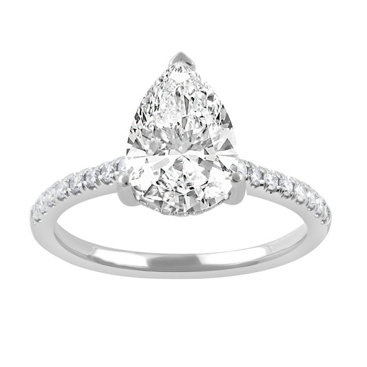 ReMARKable Designs Hidden Accent Side Stone Complete Engagement Ring in 14 Karat White with 2.06ctw of Round Lab-Grown Diamonds, Clarity: VS1, Color: G (White Gold)