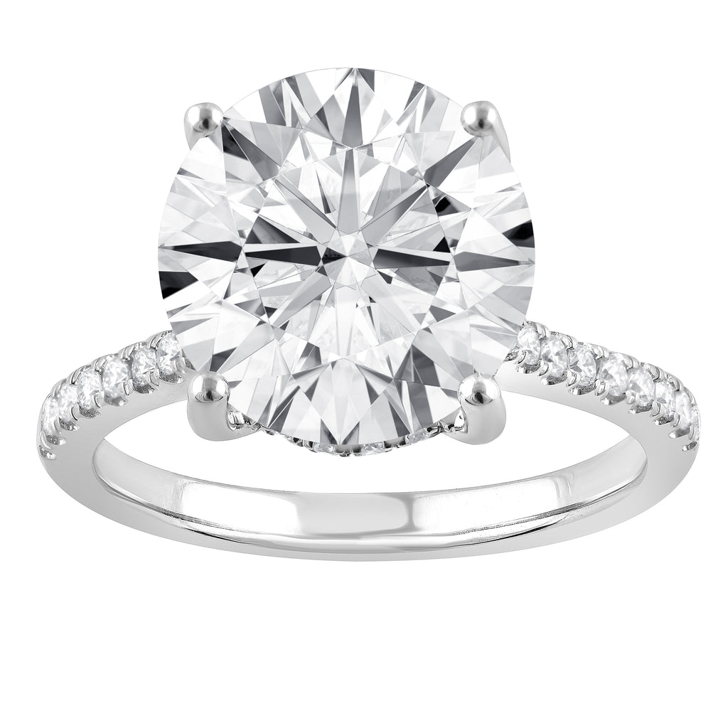 ReMARKable Designs Side Stone Complete Engagement Ring in 14 Karat White Gold with 5.01ctw of Round Lab-Grown Diamonds, Clarity: VS, Color: G