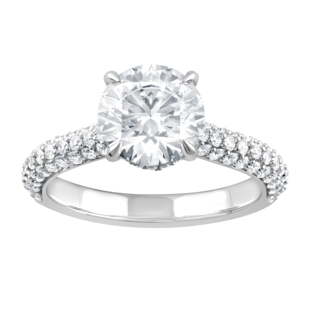 ReMARKable Designs Hidden Accent Side Stone Complete Engagement Ring in 14 Karat White Gold with 2.04ctw of Round Lab-Grown Diamonds, Clarity: VS2, Color: F