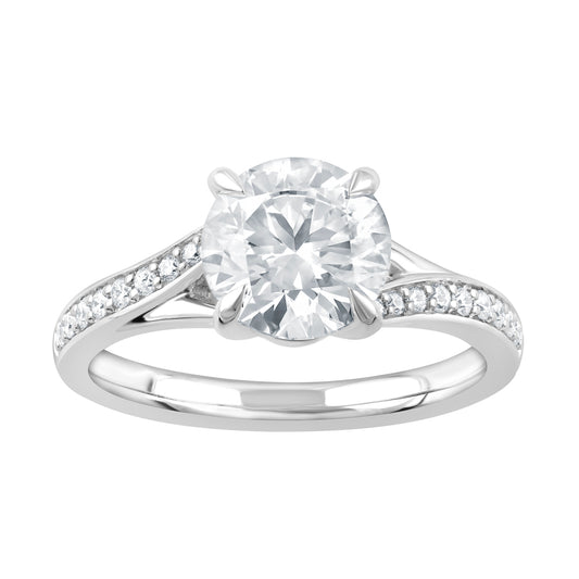 ReMARKable Designs Side Stone Complete Engagement Ring in 14 Karat White with 2.01ctw of Round Lab-Grown Diamonds, Clarity: VS1, Color: F