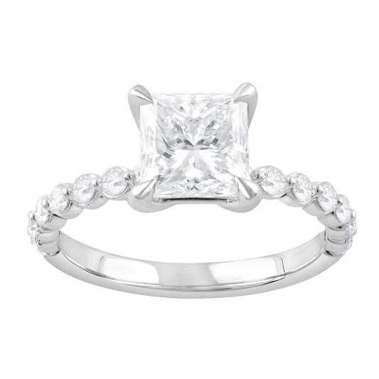 ReMARKable Designs Lab-Grown Diamond Complete Engagement Ring in 14 Karat White Gold, Clarity: VS1, Color: F, Size: 7