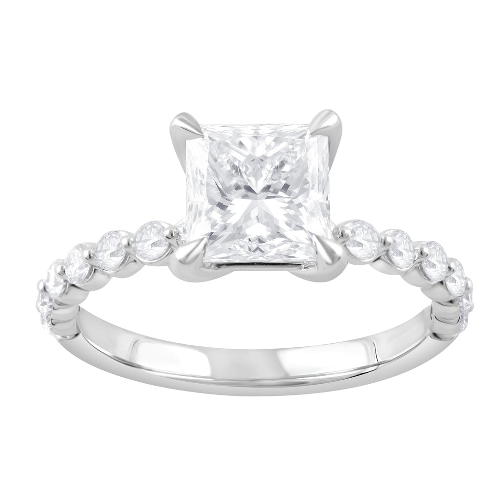 ReMARKable Designs Lab-Grown Diamond Complete Engagement Ring in 14 Karat White Gold, Clarity: VS1, Color: F, Size: 7