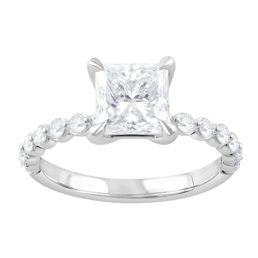 ReMARKable Designs Lab-Grown Diamond Complete Engagement Ring in 14 Karat White Gold, Clarity: VS1, Color: F, Size: 7