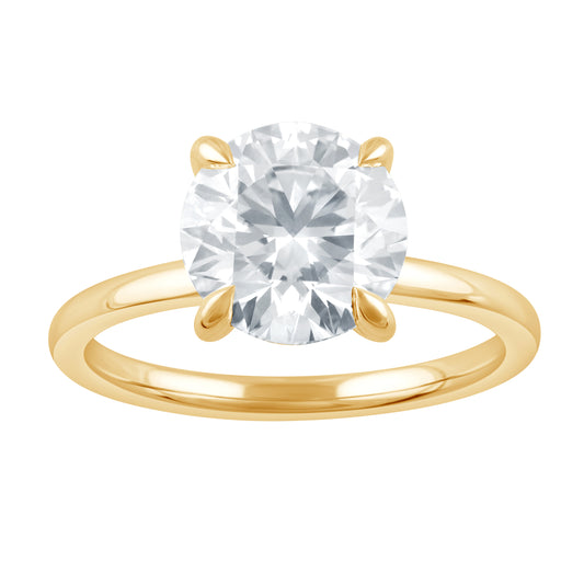 Hidden Accent Lab-Grown Diamond Complete Engagement Ring in 14 Karat Yellow with 1 Rectangular Lab Grown Diamond, Color: E, Clarity: VS1, totaling 3.08ctw (Yellow Gold)