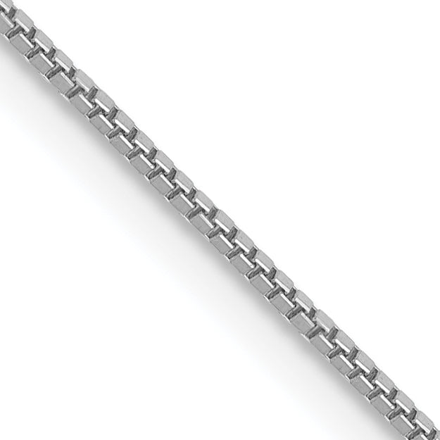 14K white gold box chain, polished finish.
