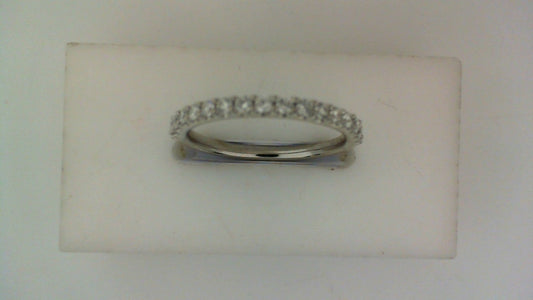 White gold band with round lab-grown diamonds.