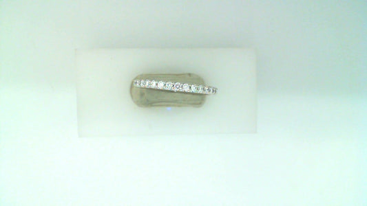 White gold band with round lab-grown diamonds.