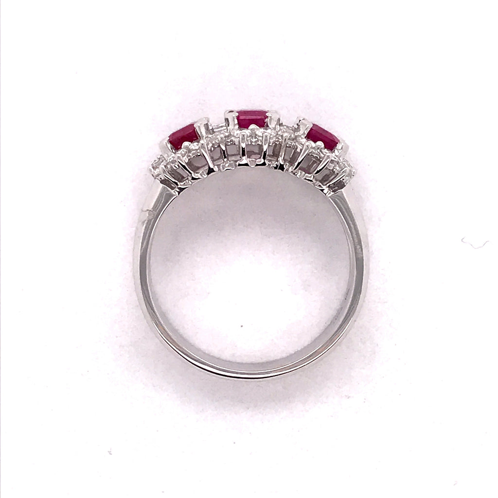White gold ring with rubies and diamonds.