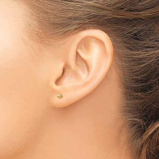 14K Yellow Gold Stud Earrings on Ear