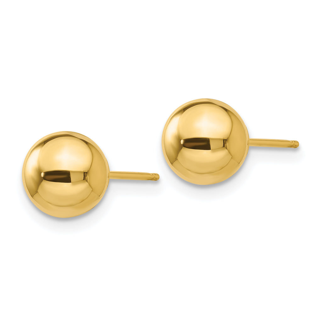 14K yellow gold polished stud earrings.