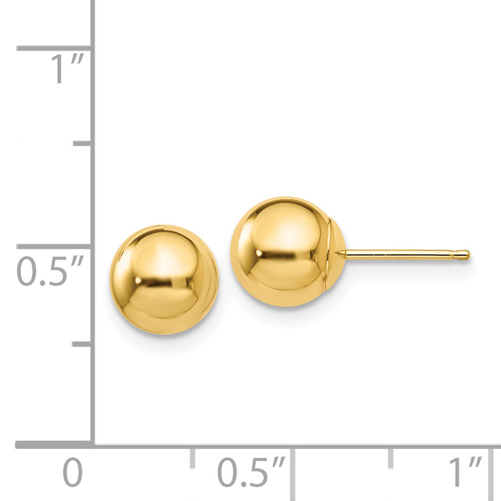 14K yellow gold polished stud earrings.
