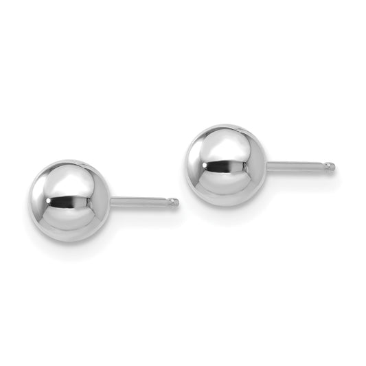 14K white gold polished stud earrings.