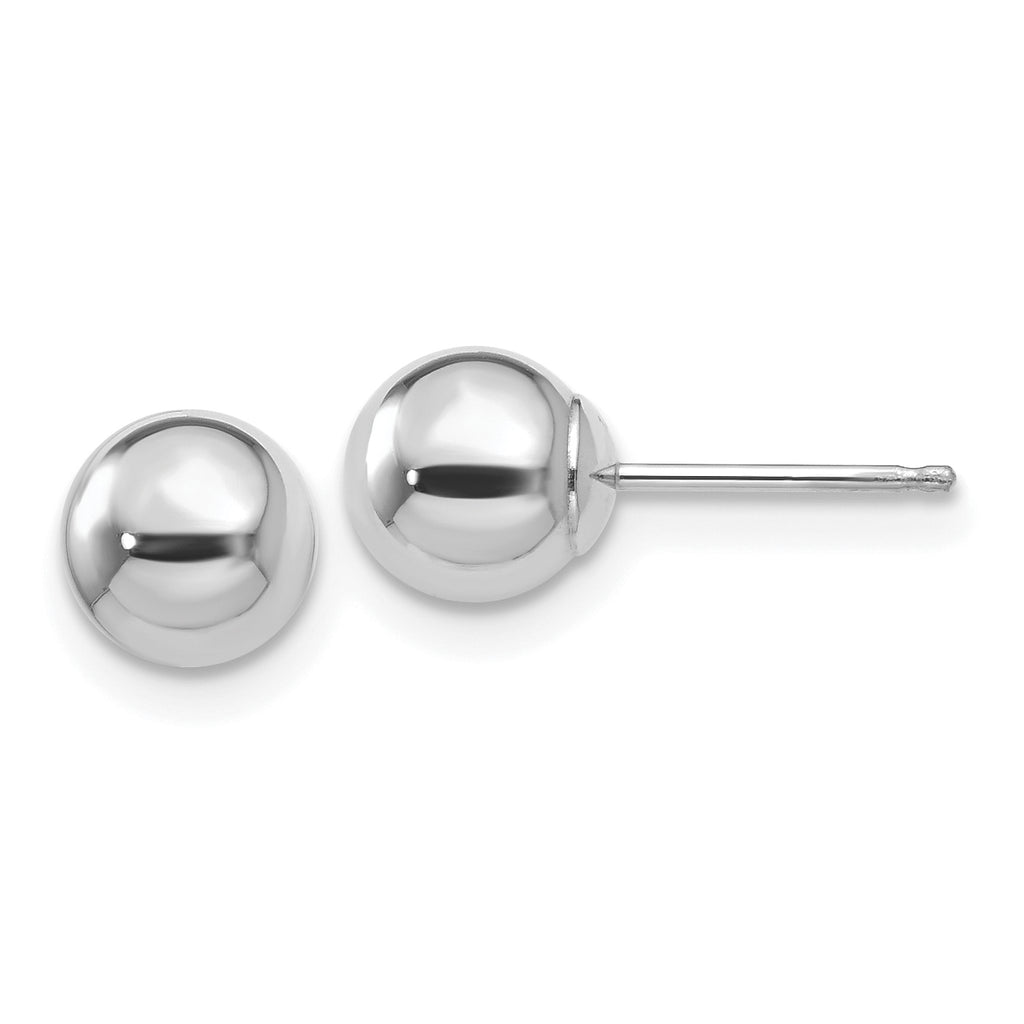 14K White Gold Stud Earrings, Polished Finish