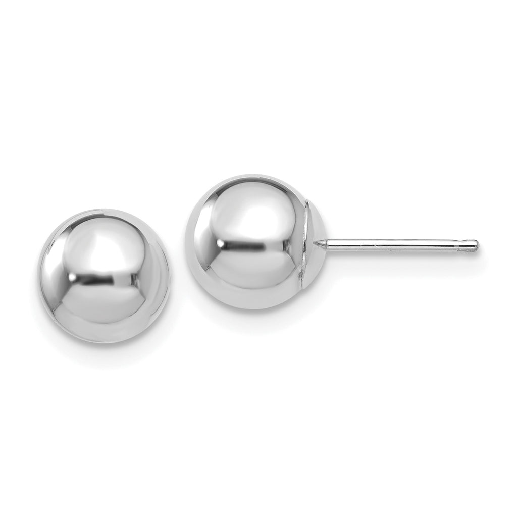 14K White Gold Stud Earrings, No Stones