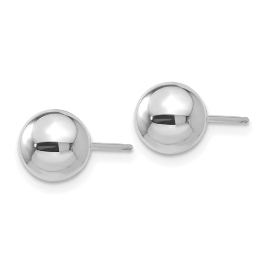 14K white gold round stud earrings.