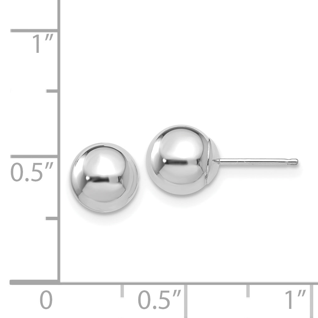 14K White Gold Stud Earrings, No Stones