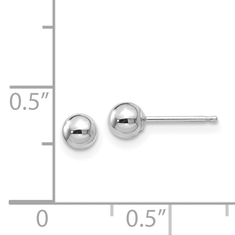 14K white gold ball stud earrings.