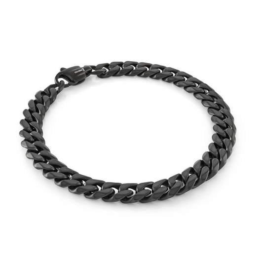 Curb Link Bracelet (No Stones) in Stainless Steel Black