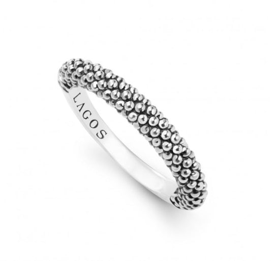 Lagos Signature Caviar Collection Fashion Ring (No Stones) in Sterling Silver White 3MM